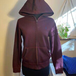 purple polo ralph lauren boys 14-16 hoodie fits adult small too